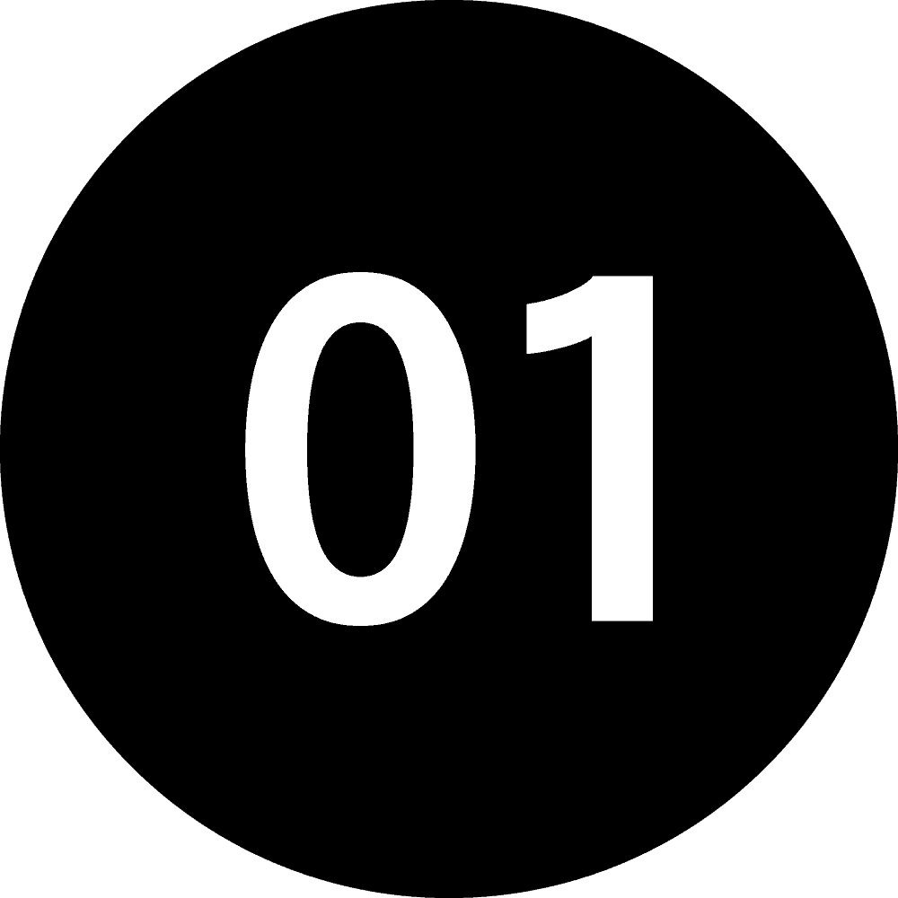 Modern black tile with white number 01 for home decor.